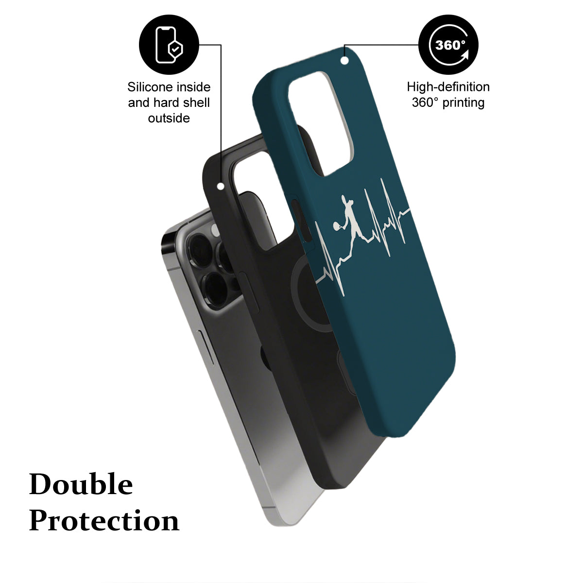 Phone case with text highlighting features on a white background