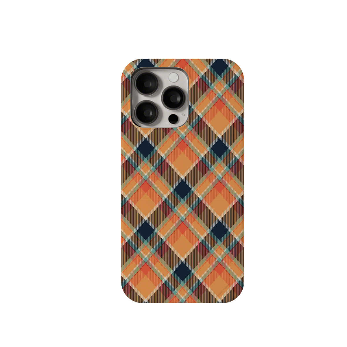 Phone case with a plaid pattern on a white background