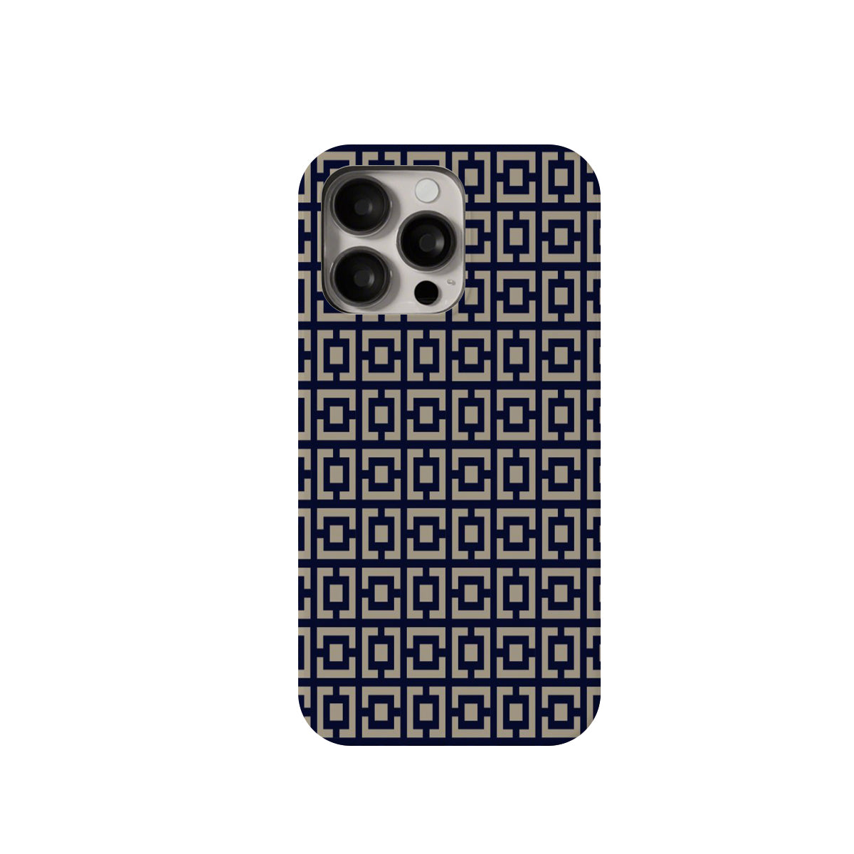 Phone case with geometric pattern on a white background