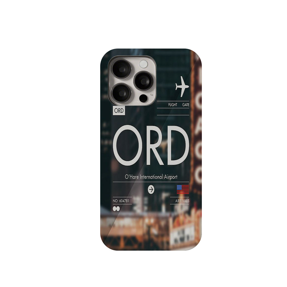 Phone case with O'Hare International Airport design on a white background