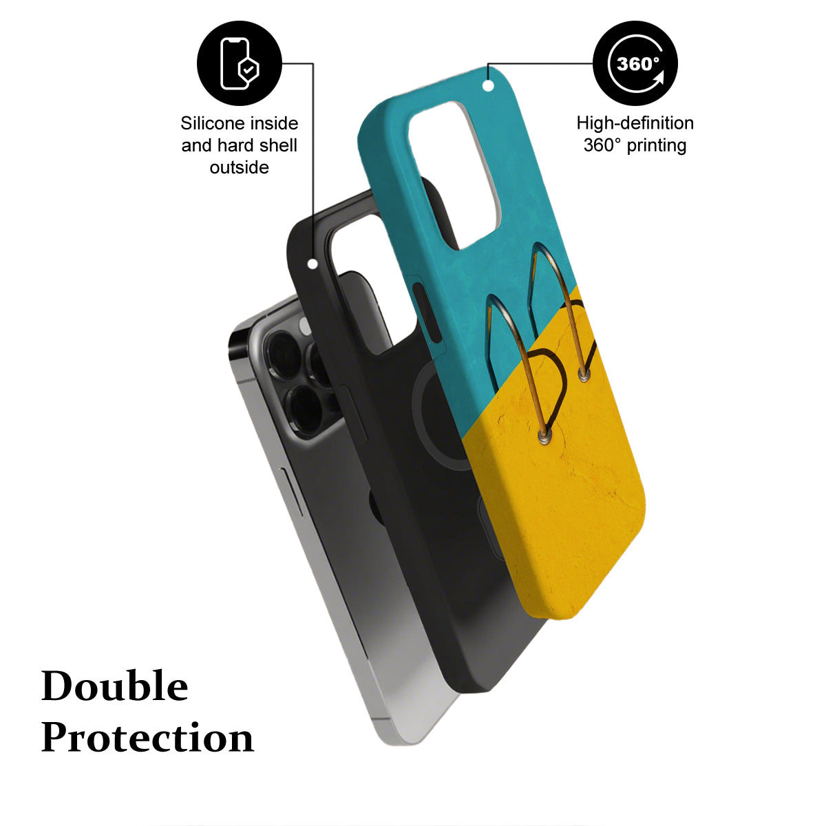 Phone case with text highlighting features on a white background