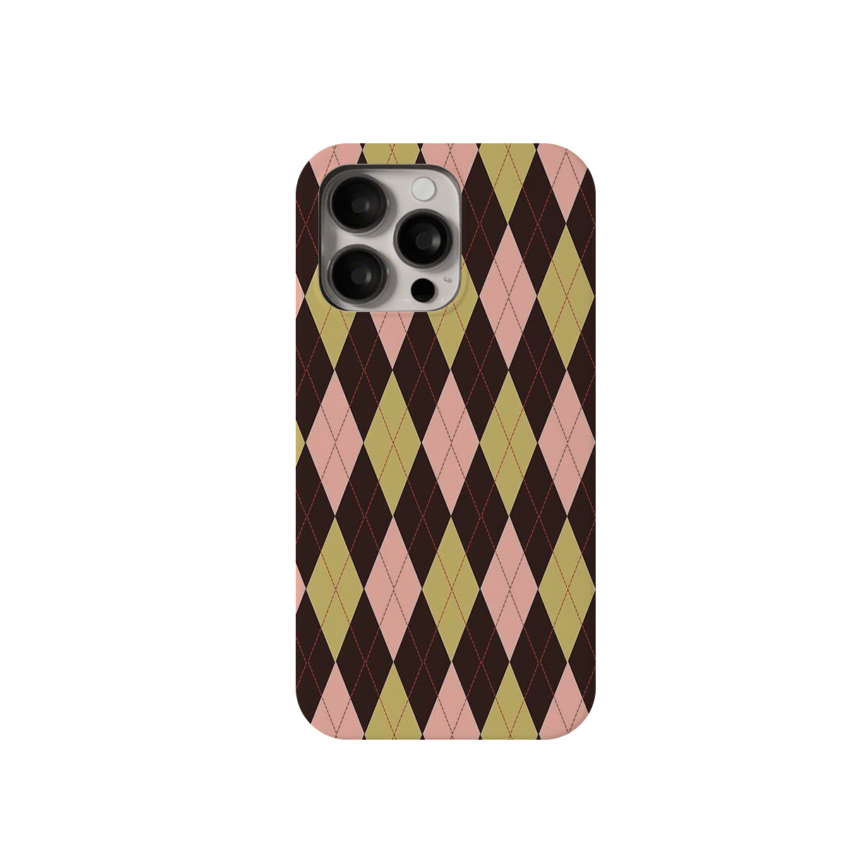 Phone case with argyle pattern on a white background